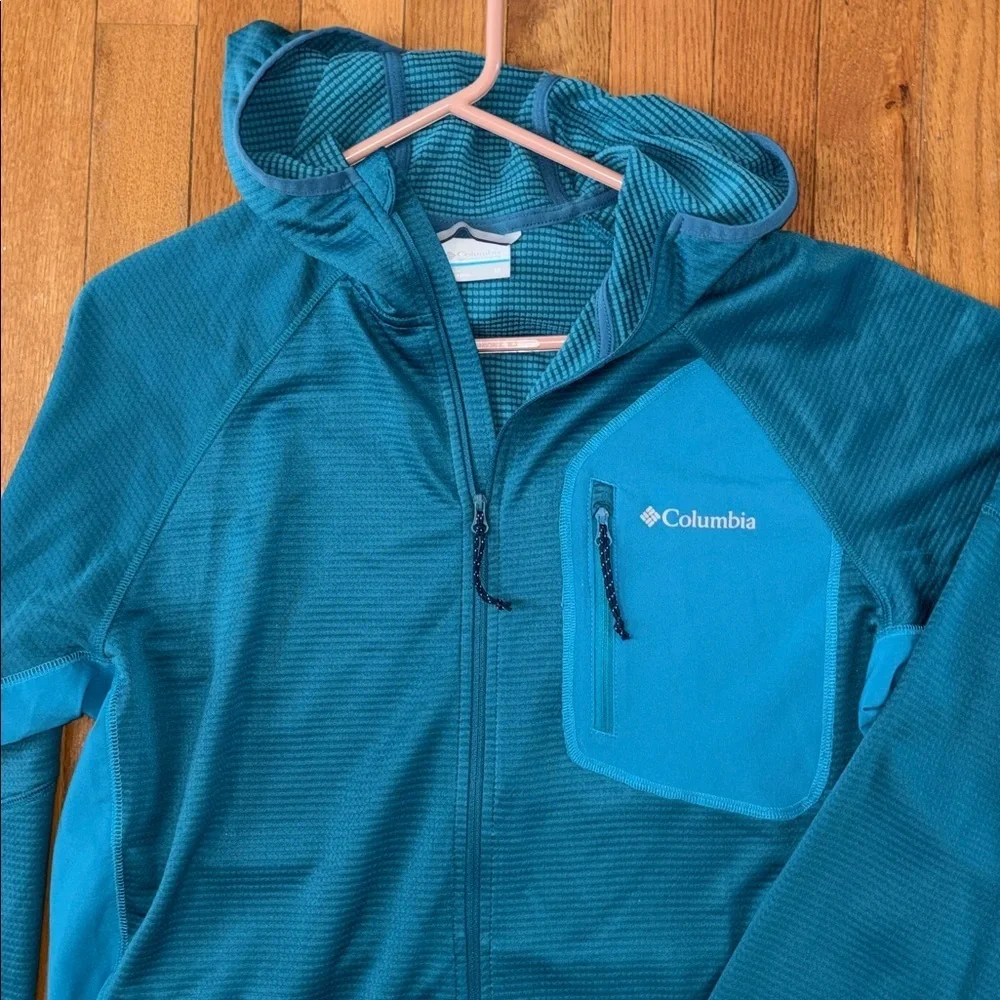 Columbia Teal Blue Women's Jacket Full Zip Hooded Sweatshirt Size Medium